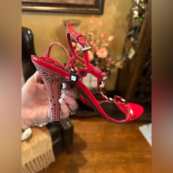 Prada Red Strappy Heels